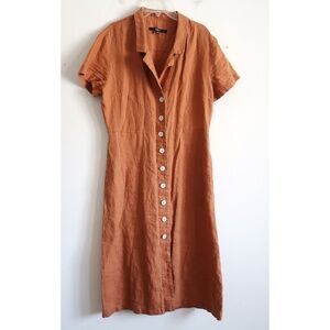 Quince Terra Cotta Orange Shirt Dress - Size Medium